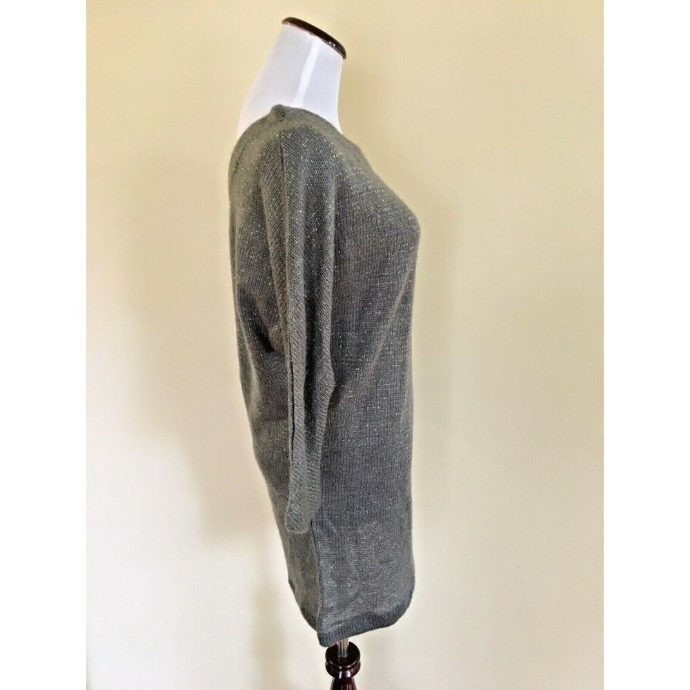 Sparkle and Fade Gray Gold Metallic Long Sweater Sparkle Acrylic Medium NWT - Picture 3 of 8